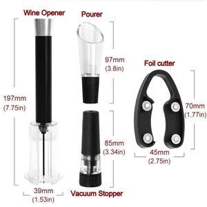 Ensemble d'ouvre-bouteille à vin 4 pièces Pompe à <span class=keywords><strong>air</strong></span> comprimé <span class=keywords><strong>Tire</strong></span>-<span class=keywords><strong>bouchon</strong></span> Comprend un kit d'ouvre-bouteille à vin <span class=keywords><strong>Bouchon</strong></span> sous vide Verseur à vin Accessoires de bar - Product Image 2