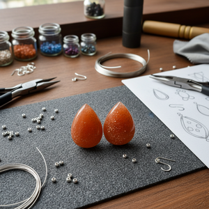 Grande quantité de pierres précieuses naturelles en pierre de soleil orange, forme poire lisse, 25x17x7 mm, cabochons, pierres brutes pour la fabrication de bijoux - Product Image 3