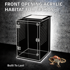 Önden Açılır Dayanıklı Habitat Akrilik Çevre Dostu Sürüngen Muhafazası 20x20x30cm Tepeli Gecko'lar/Gargoyle Gecko'lar/Ağaç Gecko'ları için - Product Image 2