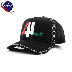 QZFSO Custom 5 Panel Unisex Caps Cotton Curved Brim Luxury Sport Baseball <b>Hats</b> with Custom Rhinestone logo Gorras - Product Image 1
