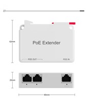 Extensor PoE Daisy Chain 1 Entrada 2 Salidas 100Mbps IEEE 802.3af/at, Conexión en Cascada Interior de hasta 400m, Plug and Play, Sin Necesidad de Alimentación