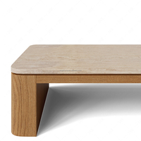 Sageliving meubles de salon contemporains Wabi Sabi table basse en bois massif style moderne dessus en marbre naturel