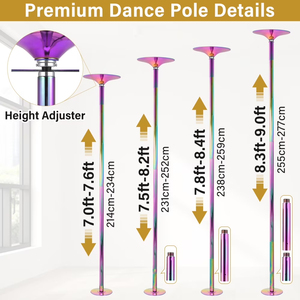 Palo da ballo autoportante multicolore per interni, palo girevole antiscivolo da 45 mm per appassionati di fitness domestico - Product Image 3