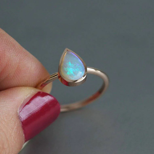New Arrival 925 Silver Vintage Style <strong>Dainty</strong> <strong>Rings</strong> 14k Gold Pearl Cut Natural Opal Women Gemstone <strong>Ring</strong> - Product Image 4