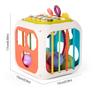 Cube d'activités sensorielles <span class=keywords><strong>Montessori</strong></span> pour bébé : tri, apprentissage, correspondance, entraînement à la motricité fine et jeu de tirage à la corde pour tout-petits - Product Image 4
