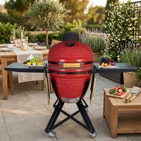 Barbecue Kamado en céramique émaillée de 23 pouces pour fumer et cuire au charbon de bois, avec thermomètre et aération, vente en gros OEM