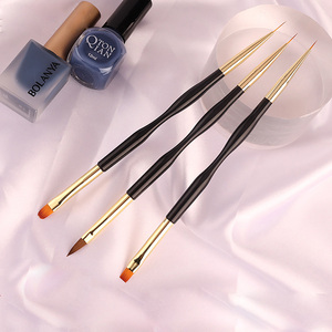 Double Sided Dual Ended Nail Brush <b>Set</b> <b>Crimped</b> Liner Stripe Detail Painting Flat Round Oval Gel French Manicure Nail Art Brush - Product Image 2