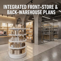 Direct d'usine 360 °   Étagère de présentation cosmétique ronde en métal pour magasin de détail, système de gondole pour boutique de beauté