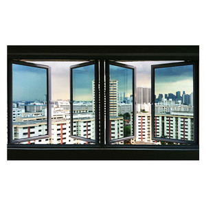 Cửa sổ nhôm phá vỡ nhiệt hiện đại với kính cường lực mờ Anodized khung màu đen cho chống ăn mòn ven biển - Product Image 5