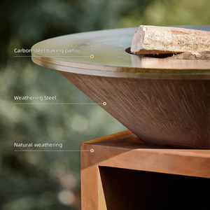 CRUISE Modern Powder Outdoor Huge Table Coated Corten Steel Charcoal <b>Fire</b> Pit BBQ Grill-Smokeless for 3-5 People WS-TB Ash Bucke - Product Image 1