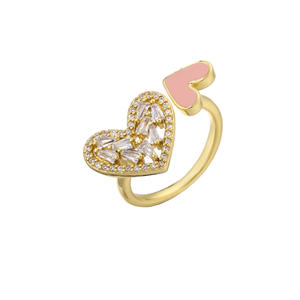 <span class=keywords><strong>DIBI</strong></span> Trendy Micro-Inlaid Zircon ajustable gota de aceite melocotón corazón anillo abierto joyería de cobre para mujer - Product Image 3