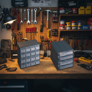 Ttake Commode à 4 tiroirs gris foncé transparent 20,8x22,2x20,8 cm pour rangement d'outils - Product Image 2