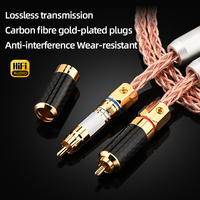 Câble Audio en Fiber de carbone OCC haut de gamme pour Audio et microphone de voiture de cinéma maison double RCA mâle à mâle connecteurs plaqués or