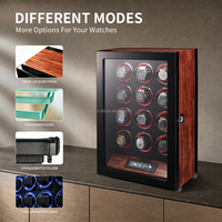 Boîte de rangement automatique pour montres MINEESI de luxe en MDF grain palissandre, 12 emplacements, écologique, résistante à l'eau, protectrice