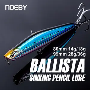 Noeby-Señuelos de Pesca con lápiz que se hunde, cebos artificiales de fundición larga para lubina, agua salada, 80mm, 14, 18g, 99mm, 28, 36g