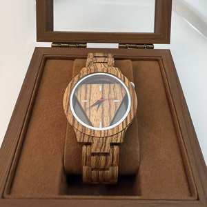 Orologio con Movimento Seiko, Cinturino <span class=keywords><strong>in</strong></span> Legno di Zebrano, Quadrante Rotondo 42mm <span class=keywords><strong>in</strong></span> Vetro, Lancette <span class=keywords><strong>in</strong></span> Legno, Orologio al Quarzo Impermeabile di Moda - Product Image 1