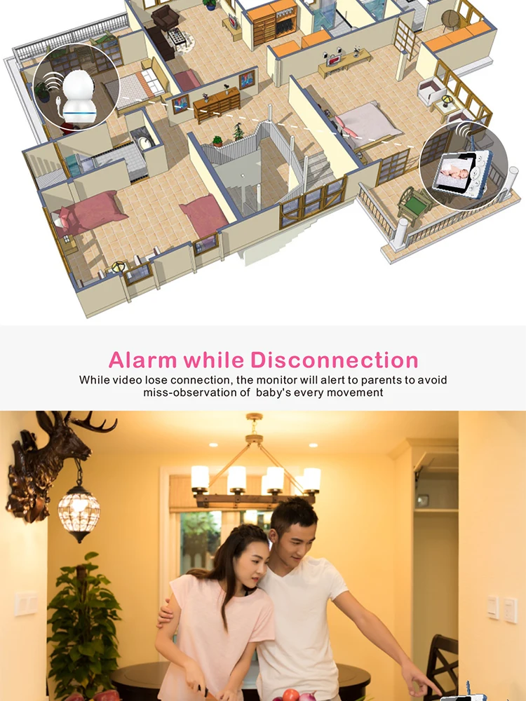 wireless lullaby temperature checking 2 way audio room baby phone pan tilt zoom video baby camera monitor