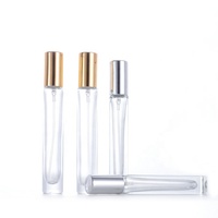 Flacons vaporisateurs de voyage vides en gros, rechargeables, ronds et carrés, 10 ml, en verre transparent, avec vaporisateur en aluminium