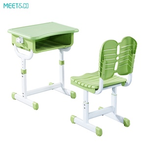 Adjustable Height Modern Design Wood Student <b>Desk</b> and Chair with Storage Drawer for Kids' <b>Study</b> in School Workshop or Hall - Product Image 1