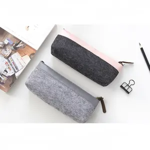 Hot Selling Handmade Felt Pencil Case Organizer Pouch Box Holder With Leather Ribbon