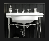 Meuble-lavabo en acier inoxydable 304 poli chromé haute brillance avec pieds brillants et vasque en céramique artistique, lavabo en porcelaine de boutique, console