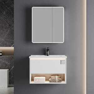 Muebles de Baño Modernos y Sencillos de Acero Inoxidable, Gabinete de Baño Impermeable, Mueble de Baño Flotante con Lavabo - Product Image 2