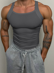 King Mcgreen Star, camisetas sin mangas informales de verano para exteriores, camisola acanalada de seda helada de punto, gimnasios para hombres, entrenamiento deportivo, <span class=keywords><strong>Chaleco</strong></span> Ajustado con músculos - Product Image 4