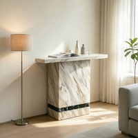 Console élégante et moderne en bois et marbre brun, idéale pour les halls d'entrée de luxe et les couloirs de direction