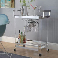 Chariot de service de buffet d'hôtel de luxe moderne en acier inoxydable multicolore à 3 niveaux, fournitures de restauration, chariot roulant pour boissons