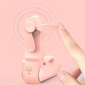 Nouveau ventilateur portable de gros, mini, pliable, trois vitesses réglables, couleur unie, rechargeable, avec éclairage LED et support de téléphone - Product Image 2