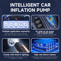 Pompe de gonflage de pneus de voiture portable multifonctionnelle, équipée de fonctions de gonflage automatique start-stop et d'éclairage LED.
