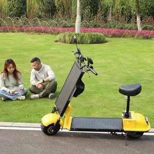 New Innovation Tech 36V 400w 48v 700w 2 Wheels Adult Energy Foldable Electric Solar Powered Scooter With Solar Panel Seat