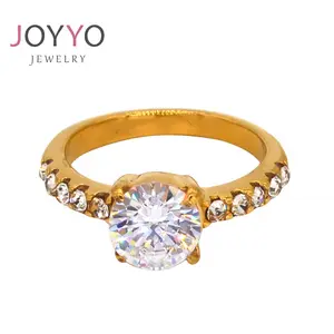High quality stainless steel engagement 18k gold online natural mossinate diamond ring shopping