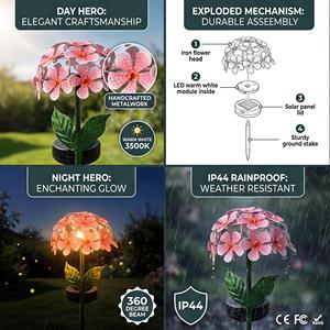 Luces Solares de Jardín con Forma de Hortensia, Resistentes al Agua, para Decoración de Patio, Camino y Jardín, Iluminación Nocturna - Product Image 3