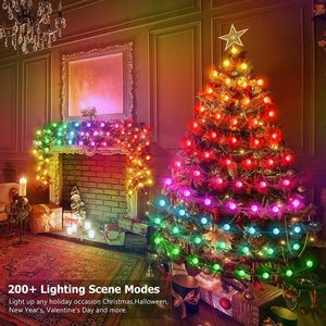 Guirlandes lumineuses de Noël pour l'extérieur, étanches, décoratives, RGB+IC 5V USB, LED, boules d'ananas - Product Image 5