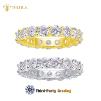 Bijoux en argent sterling 925 4mm Argent 925 Plaqué or 18 carats Bague de fiançailles Moissanite Bague d'éternité Moissanite