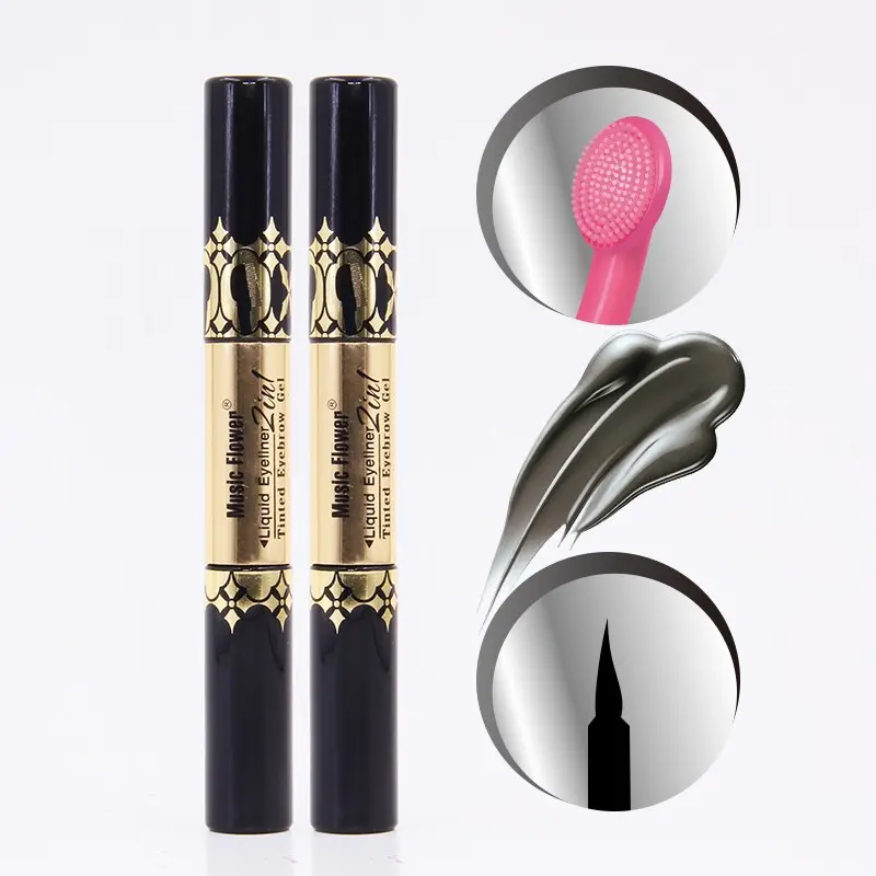 wholesale new design private label water-proof 2 in 1 eyebrow gel &liquid eyeliner