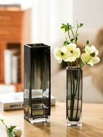 RYLAVA Vase en verre hydroponique carré de grande taille personnalisé de plusieurs tailles Cylindre carré de style glacier de grand diamètre