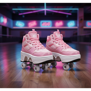 SeeMore <span class=keywords><strong>Zapatillas</strong></span> de Skate de 4 <span class=keywords><strong>Ruedas</strong></span> para Niños <span class=keywords><strong>y</strong></span> Niñas <span class=keywords><strong>Zapatillas</strong></span> de Deporte Unisex de Moda <span class=keywords><strong>con</strong></span> <span class=keywords><strong>Ruedas</strong></span> Zapatos Informales de Patinaje de Doble Uso - Product Image 1