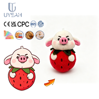 Boneka Babi Stroberi Desain Kustom ODM/ODM, Boneka Babi Plush Kustom, Boneka Babi Lucu Isi Kapas Lembut, Mainan Babi Plush
