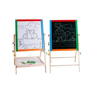 Nhỏ đầy màu sắc trẻ em trẻ em Double Side Magnetic Chalk bảng giá vẽ trong bằng gỗ đứng