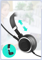 Casque filaire supra-auriculaire réglable avec micro et prise USB, conception mono-oreille, idéal pour centre d'appels