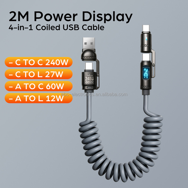 240W 4 in 1 USB C Fast Charging Cable PD E Mark Chip Multi Function 4 In1 Charger Cable 480Mbps Data Transfer for Phone Laptop