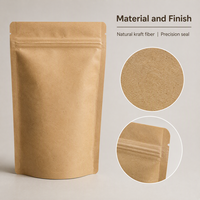 Sacs d'emballage alimentaire biodégradables en papier kraft brun de haute qualité, refermables, avec impression numérique sur la surface