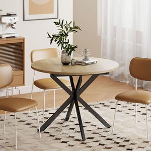 Mesa de Comedor Redonda SENYU Homecom de 135 cm con Tapa de Madera y Patas de Metal, Diseño Moderno y Minimalista, 6 Plazas, Mueble Estable para el Hogar - Product Image 6