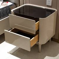 Table de chevet moderne de luxe italienne, 2 tiroirs, blanc, miroir, finition brillante, bois massif, cuir, métal, écologique, rangement pour chambre à coucher