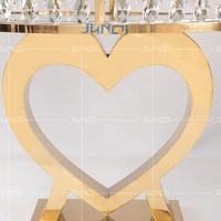 Nouveau design dernier mariage or en acier inoxydable cristal rond côté verre miroir gâteau table top gâteau tables pour mariage et événement