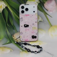 Étui de téléphone portable IMD TPU+PC pour 6 7 X XS 11 12 13 14 15 16 17 Pro Max Air, pochettes de téléphone avec bracelet chat pour Samsung S26