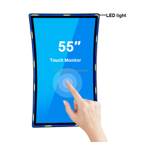 Moniteur incurvé tactile Huitongchuang 55 pouces avec éclairage LED, cadre en aluminium, capacité d'affichage enveloppant, pour jeux, noir