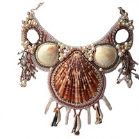 Nouveau collier brodé à la main en perles de verre et coquillages de zircon chrétien pour femme, cadeau de mariage